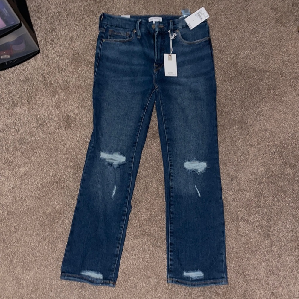 NWT Good American Distressed Good Straight Jeans
